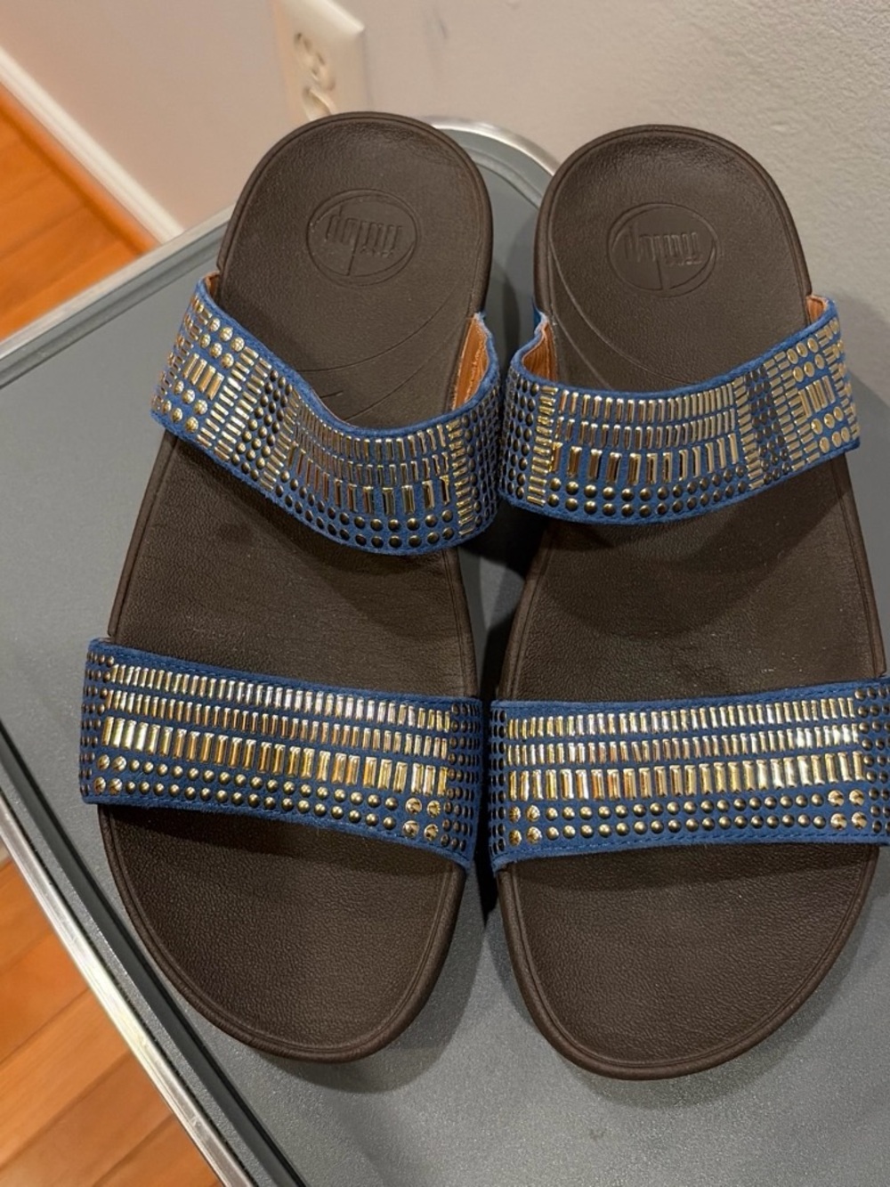 Blue Beaded Slide Sandals - FitFlop